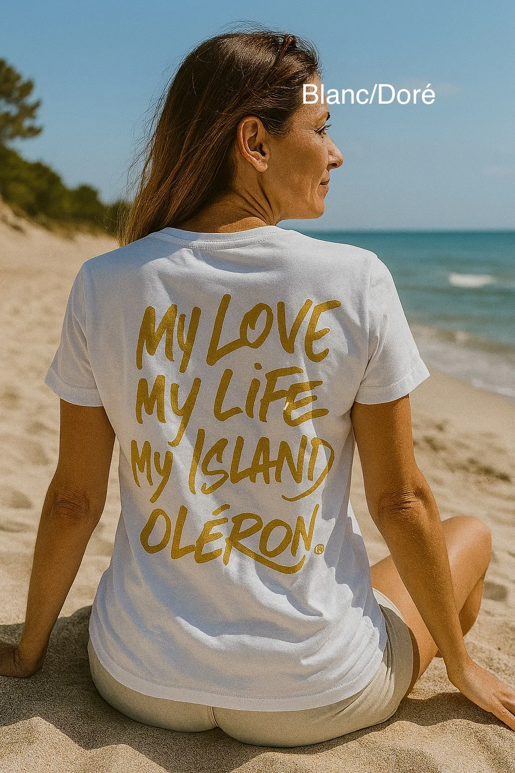 Tee-Shirt Femme Blanc Col V - Logo Coloré – Image 1