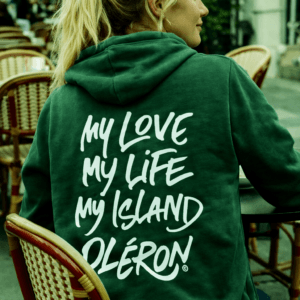 Sweat Zippé avec Capuche Bella Green Forest et Ecriture Blanche