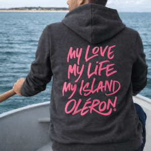 Sweat Hoodies Noir Chiné Et Rose