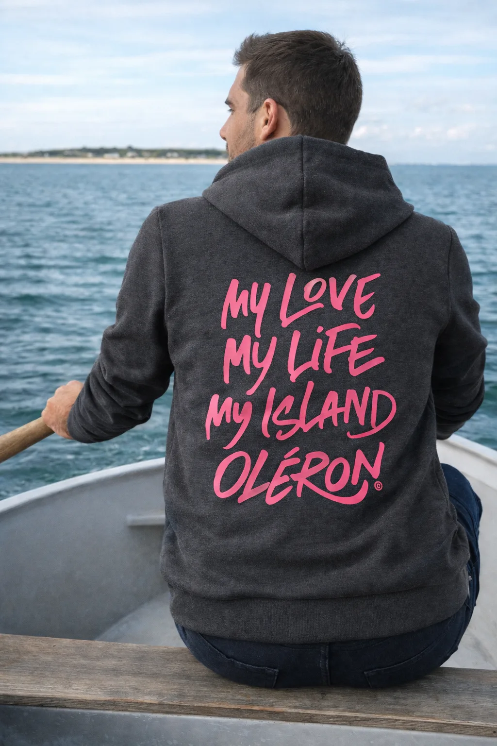 hoodies noir chiné et rose